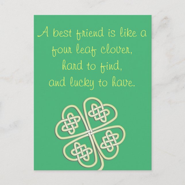 Best Friend Four Leaf Clover Postcard (Front)