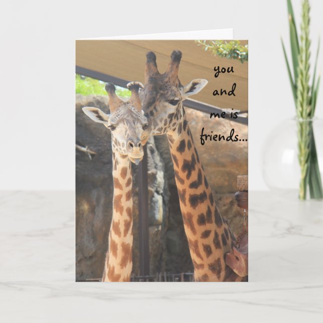 best friend funny birthday card, talking giraffes card (Front)