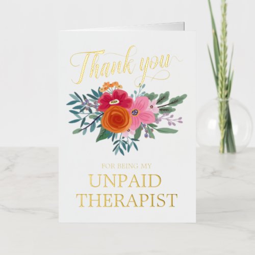 Best Friend Funny Floral Thank You Foil Greeting Card