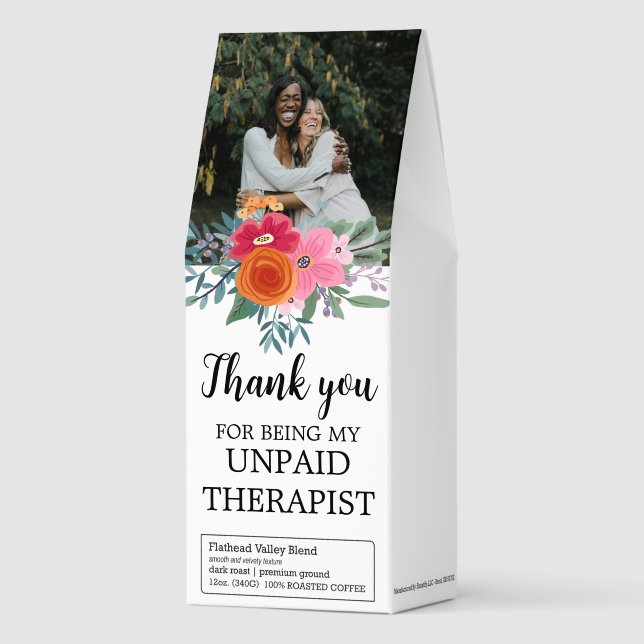Best Friend Funny Floral Thank You Photo Roasted Coffee (Front)