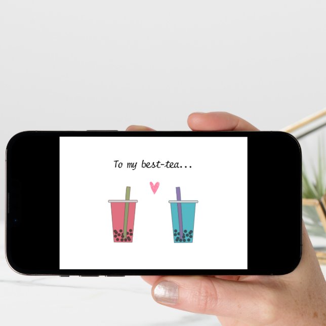 best friend funny sweet bestie bubble tea card (Front Digital)