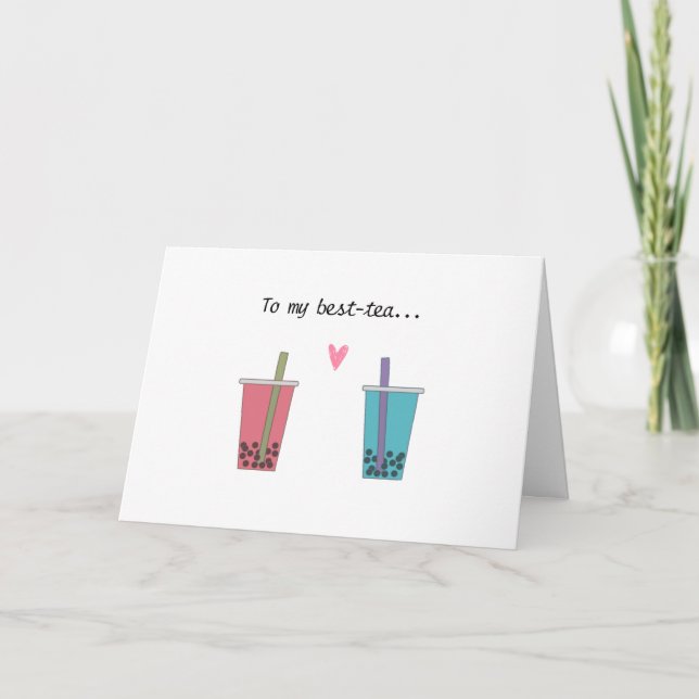 best friend funny sweet bestie bubble tea card (Front)