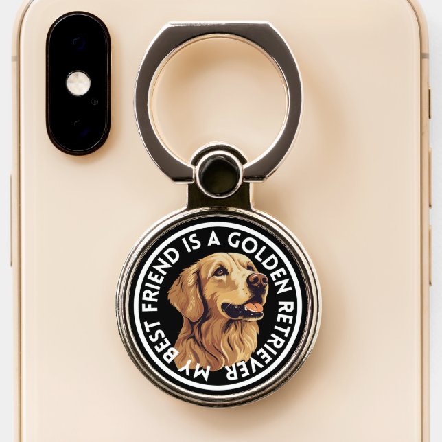 Best Friend Golden Retriever Phone Ring Stand (Close Up)