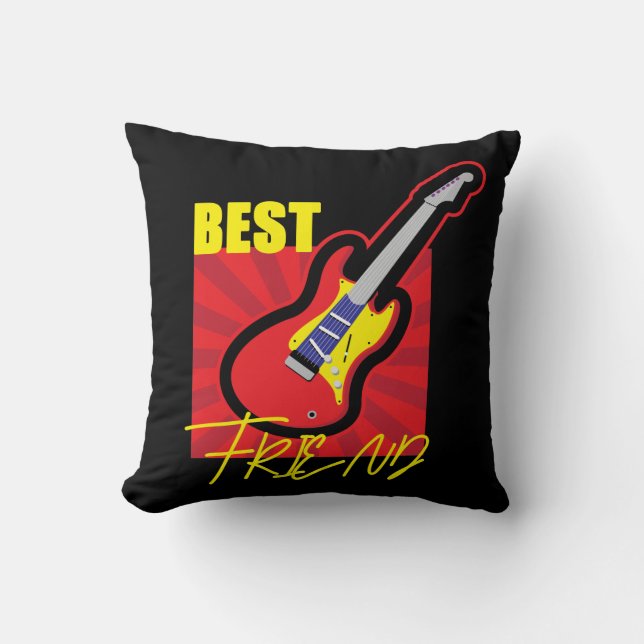 Best Friend Guitar  Throw Pillow (Front)
