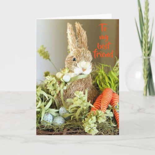 BEST FRIEND HAPPY EASTER SAYS CUTE BUNNY HOLIDAY CARD