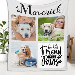 Best Friend Has Paws Custom Pet Photo Dog Lover Fleece Blanket