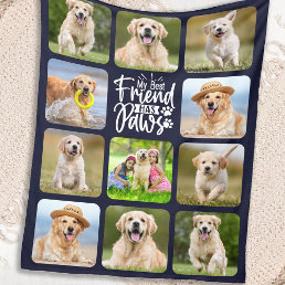 Best Friend Has Paws Pet Photo Collage Dog Lover Fleece Blanket