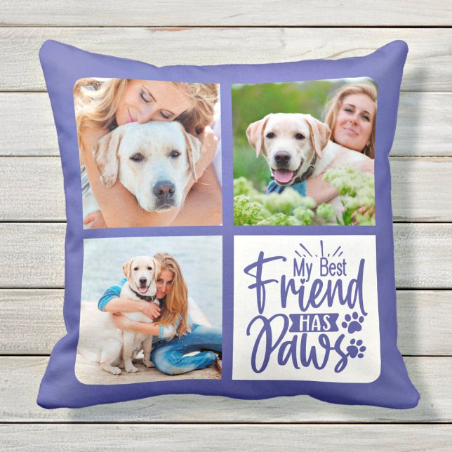Best Friend Has Paws Pet Photo Dog Lover Throw Pillow (Creator Uploaded)