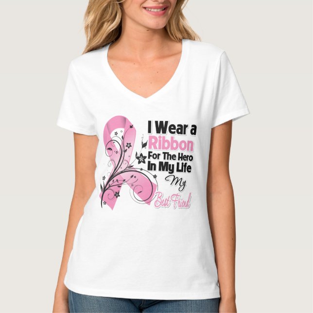Best Friend Hero in My Life Breast Cancer T-Shirt (Front)