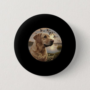 Best Friend Hunting Yellow Labrador Dog With Ducks Button