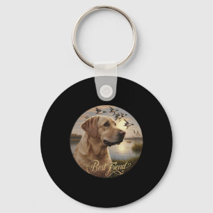 Best Friend Hunting Yellow Labrador Dog With Ducks Keychain