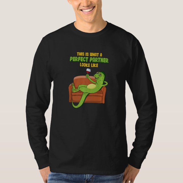 Best Friend Iguana With Wine On Sofa T-Shirt (Front)