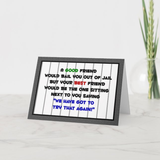 Best Friend Jail Stripes Card (Front)