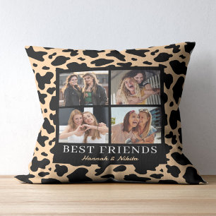 Best Friend Keepsake Photo Collage Animal Print Throw Pillow