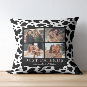 Best Friend Keepsake Photo Collage Animal Print Throw Pillow