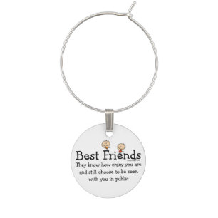 Best Friend Knows Wine Glass Charm
