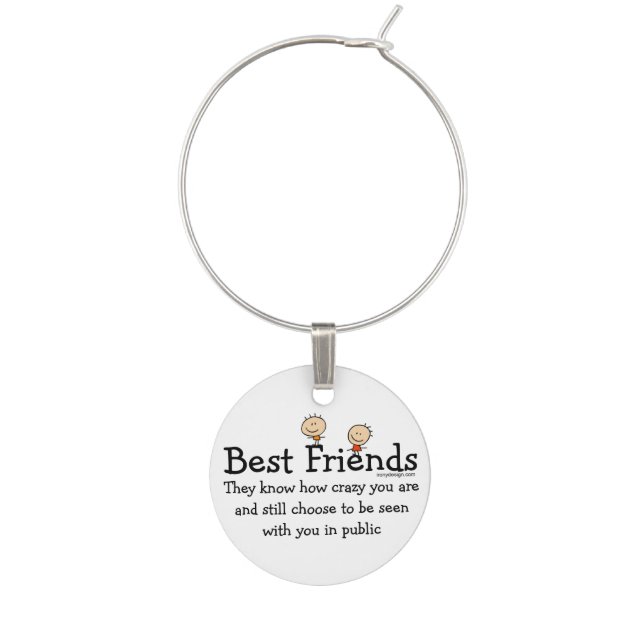 Best Friend Knows Wine Glass Charm (Front)