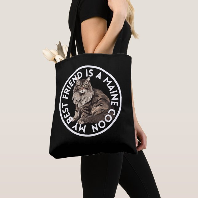 Best Friend Maine Coon Cat Tote Bag (Close Up)