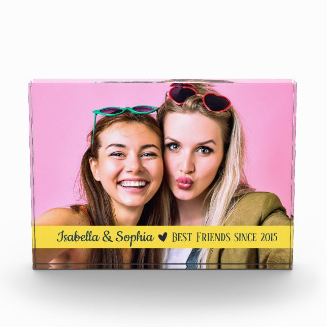 Best Friend modern custom yellow BFF Photo Block (Front)