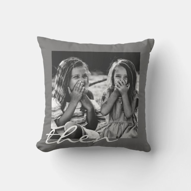 Best Friend Now and Then Photo Gift Throw Pillow (Front)