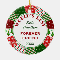 Neighbors To Friends Personalized Floral Wreath Ceramic Ornament