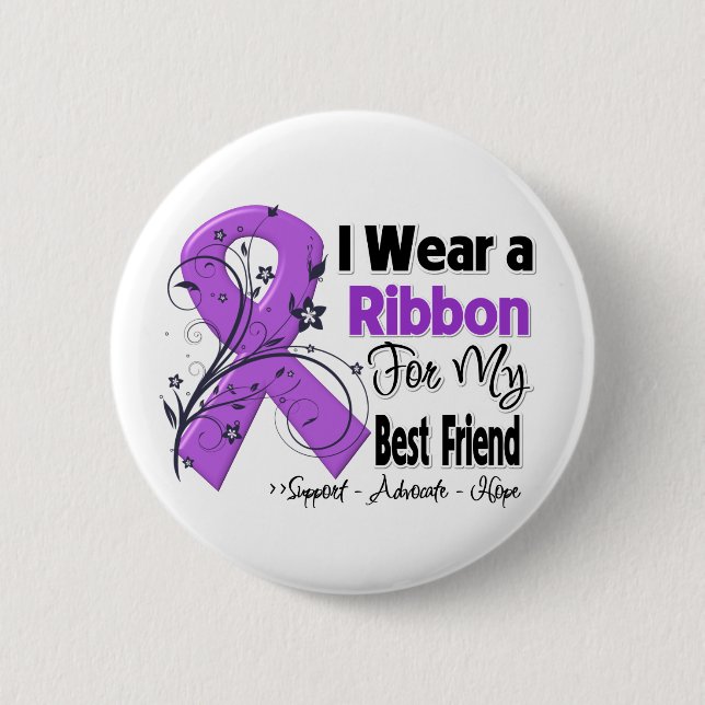 Best Friend - Pancreatic Cancer Ribbon Button (Front)