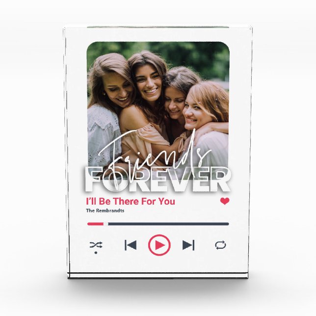 Best Friend Personalized Song Glass Art Cover   Photo Block (Front)