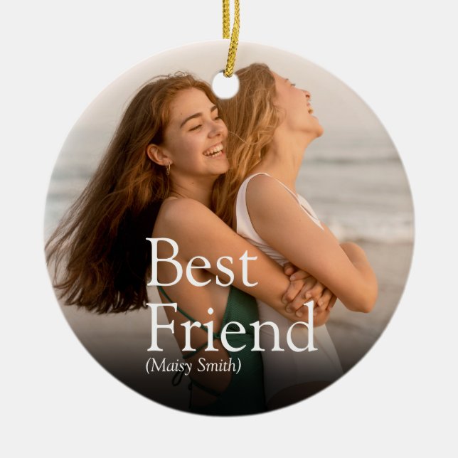 Best Friend Photo BFF Bestie Definition Modern Ceramic Ornament (Front)