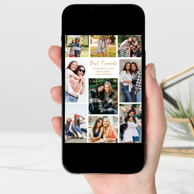 Best Friend Photo Collage Customizable Message Card (Front Digital)
