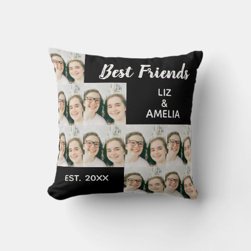 Best Friend Photo Collage Names BFF Reversible Throw Pillow