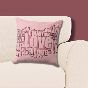 Best Friend Pink Love Typography Pattern Throw Pillow