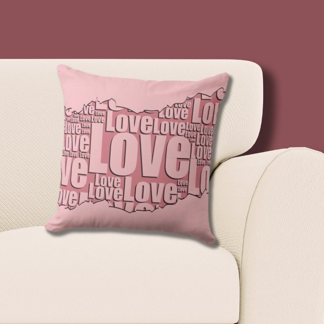Best Friend Pink Love Typography Pattern  Throw Pillow (Pink Pillow, Love Pattern)