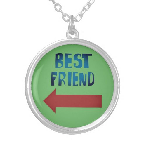 Best Friend Pointing Red Arrow Silver Plated Necklace
