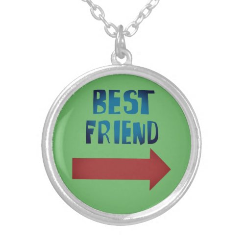 Best Friend Pointing Red Arrow Silver Plated Necklace