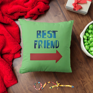 Best Friend Pointing Red Arrow Throw Pillow