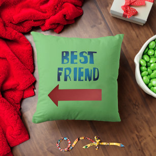 Best Friend Pointing Red Arrow Throw Pillow