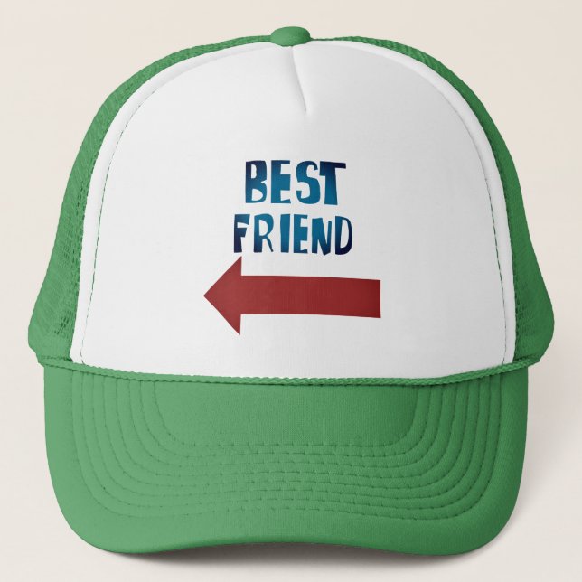 Best Friend Pointing Red Arrow Trucker Hat (Front)