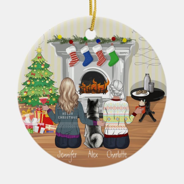 Best Friend Portrait - Personalized Christmas Gift Ceramic Ornament (Front)