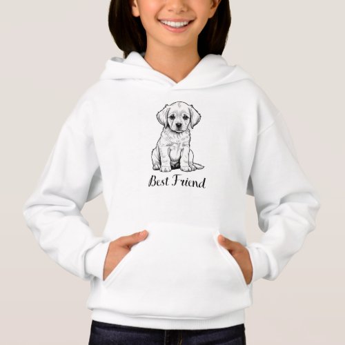 Best Friend Puppy Sketch _ Adorable Dog Art Hoodie