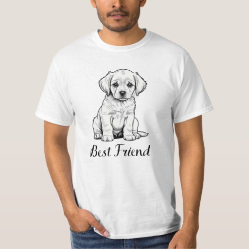 Best Friend Puppy Sketch _ Adorable Dog Art T_Shirt