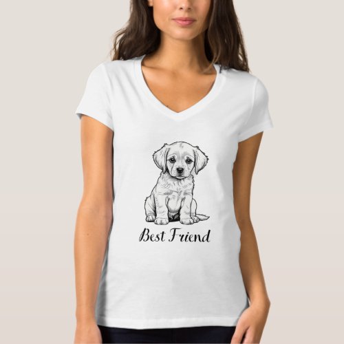 Best Friend Puppy Sketch _ Adorable Dog Art T_Shirt