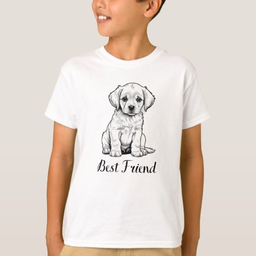 Best Friend Puppy Sketch _ Adorable Dog Art T_Shirt