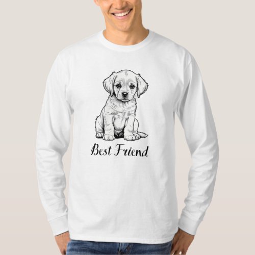 Best Friend Puppy Sketch _ Adorable Dog Art T_Shirt