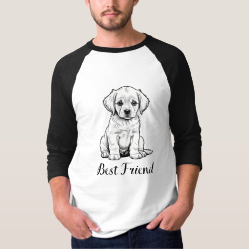 Best Friend Puppy Sketch _ Adorable Dog Art T_Shirt