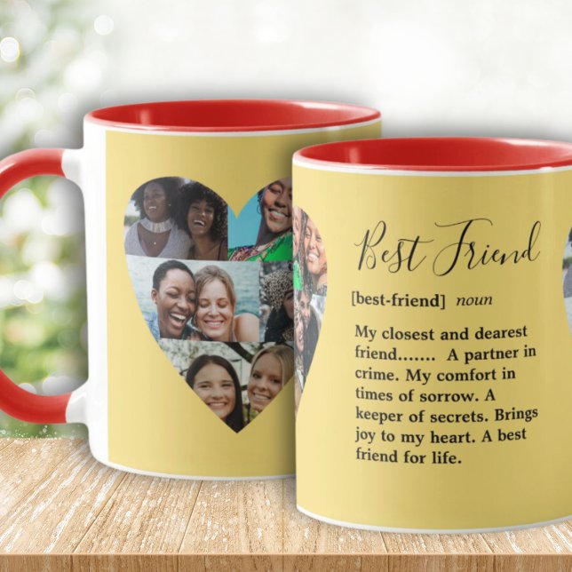 Best Friend Quote Photo Heart Collage Colorful Mug (Creator Uploaded)