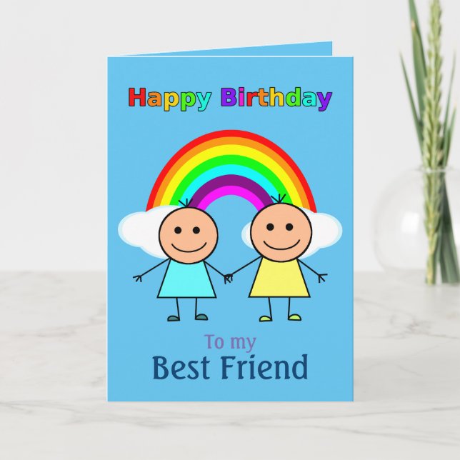 Best Friend Rainbow Personalized Birthday Card (Front)