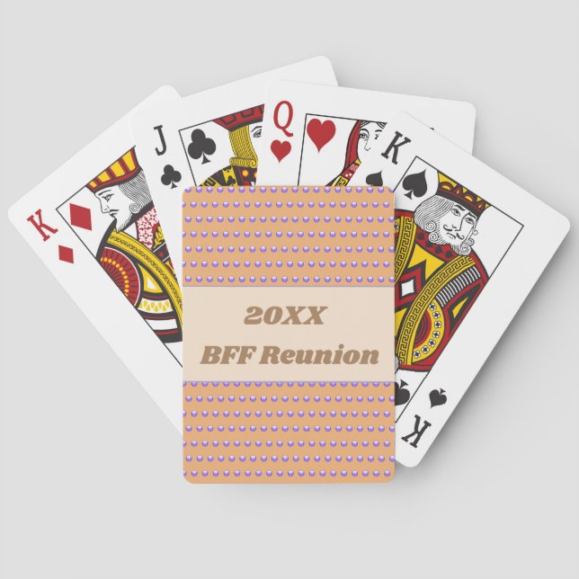 Best Friend Reunion Blue Peach Polka Dot BFF Poker Cards (Back)