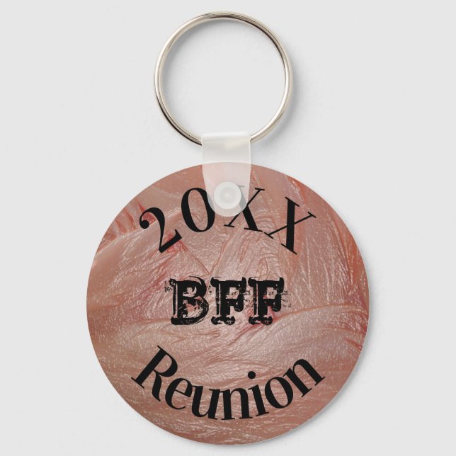 Best Friend Reunion Girly Pastel Pink Girl Event Keychain (Front)