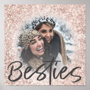 Best Friend Rose Gold Glitter Photo Poster