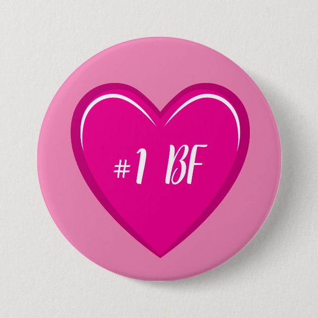 Best Friend Simple Pink Heart Graphic  Button (Front)